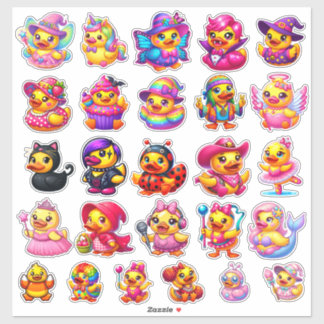 Cute Girly Halloween Costume Rubber Duck Stickers シール