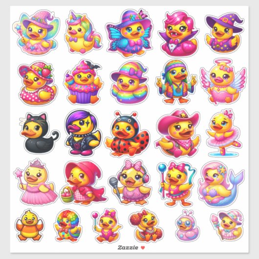 Cute Girly Halloween Costume Rubber Duck Stickers シール (シート)