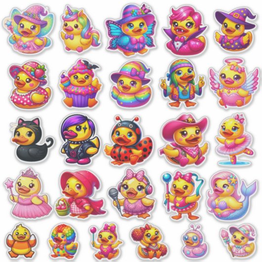 Cute Girly Halloween Costume Rubber Duck Stickers シール (正面)