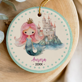 Cute girly mermaid ocean beach christmas keepsake セラミックオーナメント