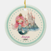 Cute girly mermaid ocean beach christmas keepsake セラミックオーナメント (裏面)