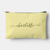 Cute Girly Minimalist Custom Name | Pale Yellow アクセサリーポーチ (正面)