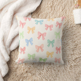 Cute Girly Pastel Coquette Bow Pattern クッション