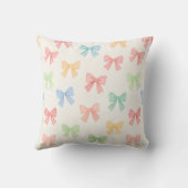 Cute Girly Pastel Coquette Bow Pattern クッション (裏面)