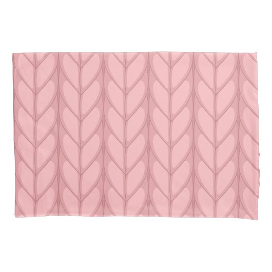 Cute Girly Pastel Pink Faux Oversized Knit Pattern 枕カバー (正面左)