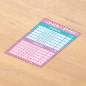 Cute Girly Pink Blue Glitter Kids Daily Chores  アクリル招待状 (レイダウン)