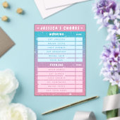 Cute Girly Pink Blue Glitter Kids Daily Chores  アクリル招待状 (インサイチュ (ウェディング))