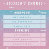 Cute Girly Pink Blue Glitter Kids Daily Chores シール (正面)