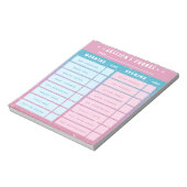 Cute Girly Pink Blue Glitter Kids Daily Chores ノートパッド (回転)