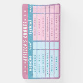 Cute Girly Pink Blue Glitter Kids Daily Chores 横断幕 (縦)