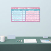 Cute Girly Pink Blue Glitter Kids Daily Chores 横断幕 (トレードショー)