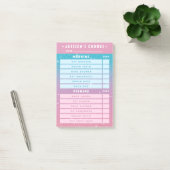 Cute Girly Pink Blue Glitter Kids Daily Chores 4x6 ポストイット (オフィス)