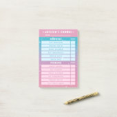 Cute Girly Pink Blue Glitter Kids Daily Chores 4x6 ポストイット (デスク上)