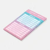 Cute Girly Pink Blue Glitter Kids Daily Chores 4x6 ポストイット (アングル)