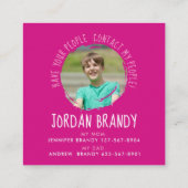 Cute Girly Pink Mommy Calling Paint Script Photo スクエア名刺 (裏面)