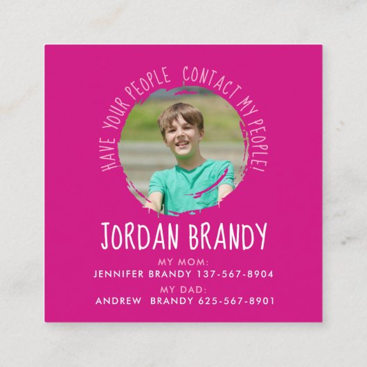 Cute Girly Pink Mommy Calling Paint Script Photo スクエア名刺 (裏面)