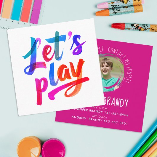 Cute Girly Pink Mommy Calling Paint Script Photo スクエア名刺