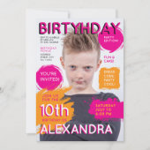 Cute Girly PInk Orange Kids Magazine Cover Photo  招待状 (正面)