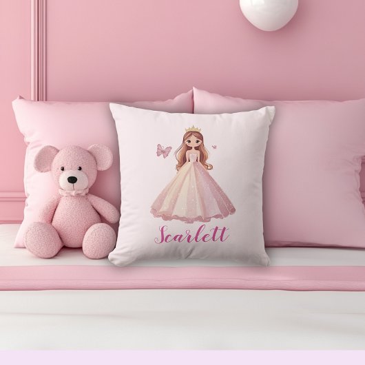 Cute Girly Pink Princess Personalised Cushion クッション