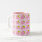 Cute Girly Pink Strawberry Pattern ツートーンマグカップ (正面左)