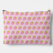 Cute Girly Pink Strawberry Pattern Personalised アクセサリーポーチ (裏面)