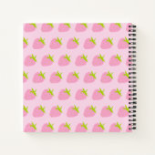 Cute Girly Pink Strawberry Pattern Personalised ノートブック (裏面)