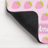 Cute Girly Pink Strawberry Pattern Personalised マウスパッド (コーナー)