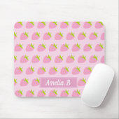 Cute Girly Pink Strawberry Pattern Personalised マウスパッド (マウス)