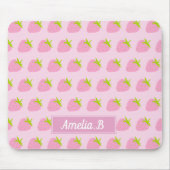 Cute Girly Pink Strawberry Pattern Personalised マウスパッド (正面)