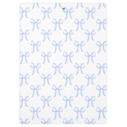 Cute Girly Pretty Blue Coquette Bows Monogram クリップボード (裏面)