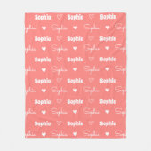 Cute girly rust pink repeating name monogram フリースブランケット (正面)