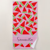 Cute girly Watermelon name Summer  ビーチタオル (正面)