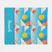 Cute Girly Whimsical Rainbow Happiness Personalize フリースブランケット (正面(横))