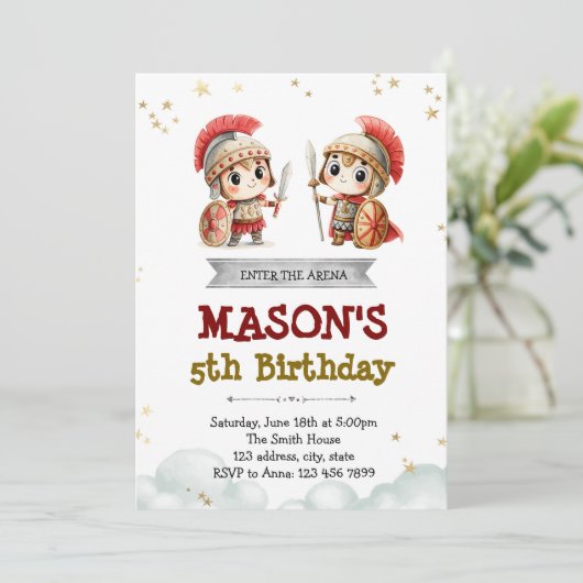 Cute Gladiator birthday invitation 招待状 (スタンド正面)