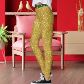Cute Glam Green Gold Glitter Sparkles Yoga Sport レギンス