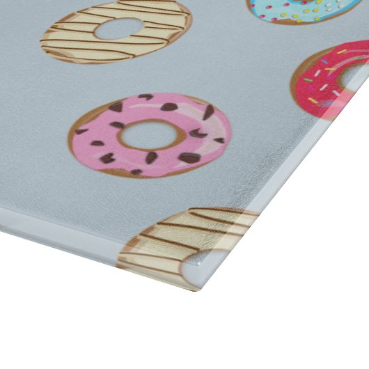 Cute Glazed Doughnut Pattern Light Blue カッティングボード (角)