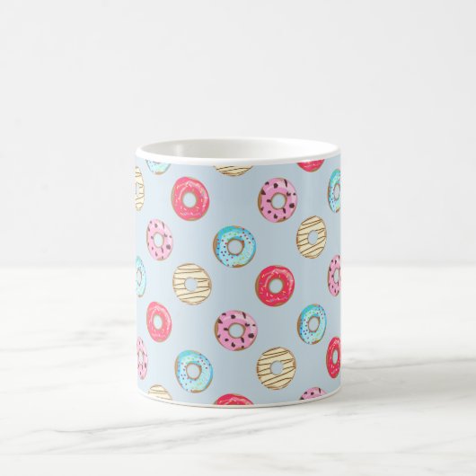 Cute Glazed Doughnut Pattern Light Blue コーヒーマグカップ (中央)
