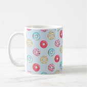 Cute Glazed Doughnut Pattern Light Blue コーヒーマグカップ (左)