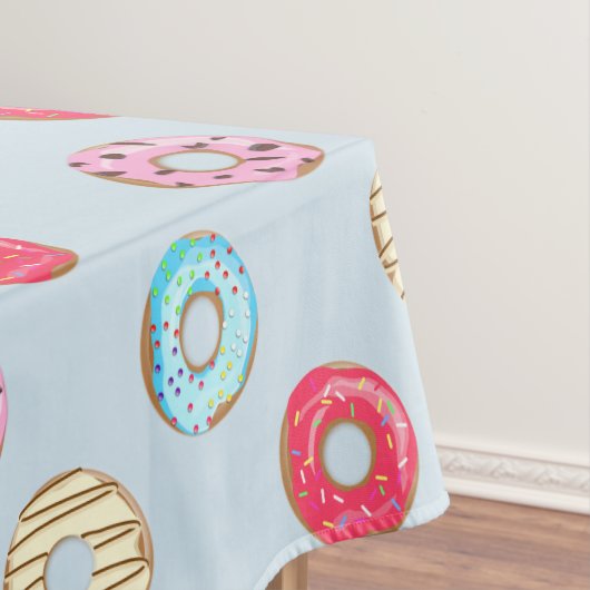 Cute Glazed Doughnut Pattern Light Blue テーブルクロス (インサイチュ)