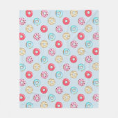 Cute Glazed Doughnut Pattern Light Blue フリースブランケット (正面)