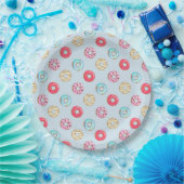 Cute Glazed Doughnut Pattern Light Blue ペーパープレート (パーティー)