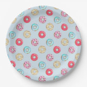 Cute Glazed Doughnut Pattern Light Blue ペーパープレート (正面)