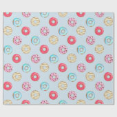 Cute Glazed Doughnut Pattern Light Blue ラッピングペーパー (フラット)
