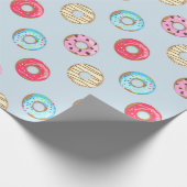 Cute Glazed Doughnut Pattern Light Blue ラッピングペーパー (角)