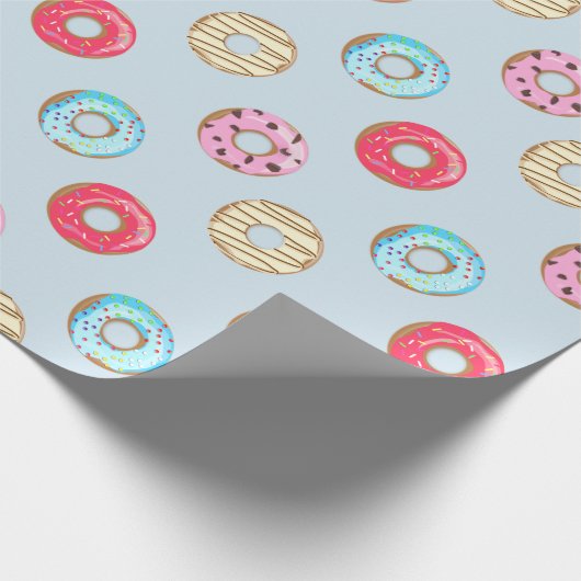 Cute Glazed Doughnut Pattern Light Blue ラッピングペーパー (角)