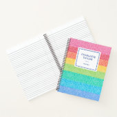 Cute Glitter Rainbow Stripes Colorful Name Writing ノートブック (内部)