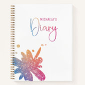 Cute Glitter Splatter Girl Diary Notebook ノートブック (正面)