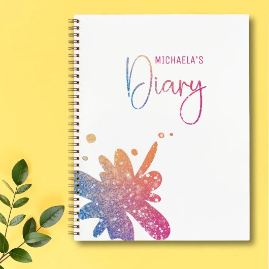 Cute Glitter Splatter Girl Diary Notebook ノートブック
