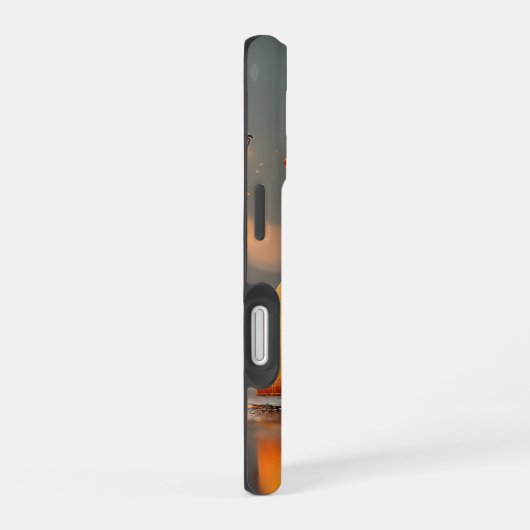 Cute Glowing Ghosts Under Street Lamps – Cozy Hall iPhone 16ケース (右側面)