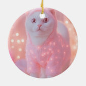 Cute Glowing Reindeer Kitty Winter Fantasy セラミックオーナメント (裏面)